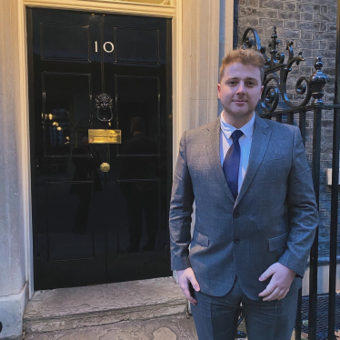 Tom Wust outside 10 Downing Street in January 2024.